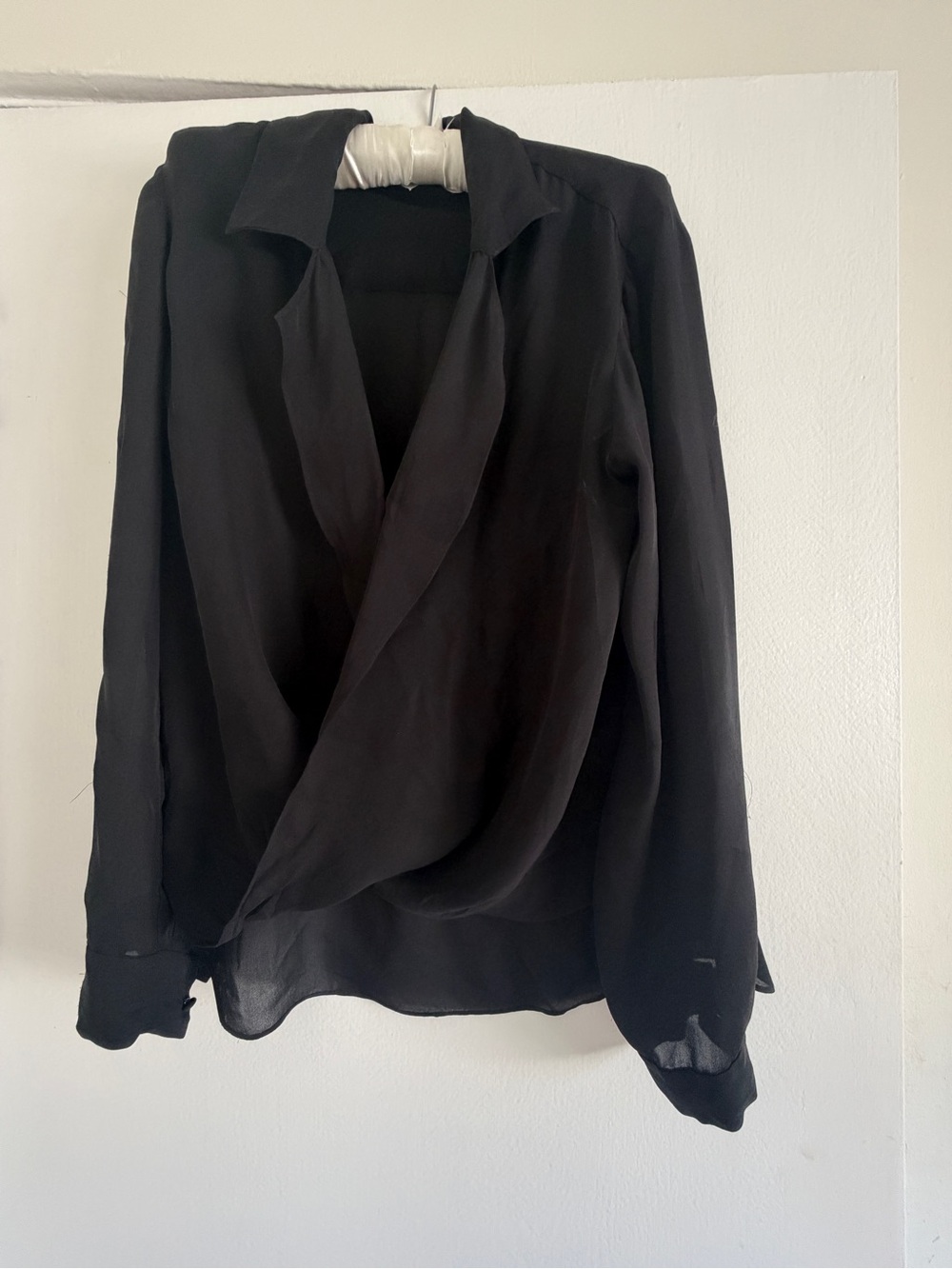 L’agence Black semi sheer wrap top
